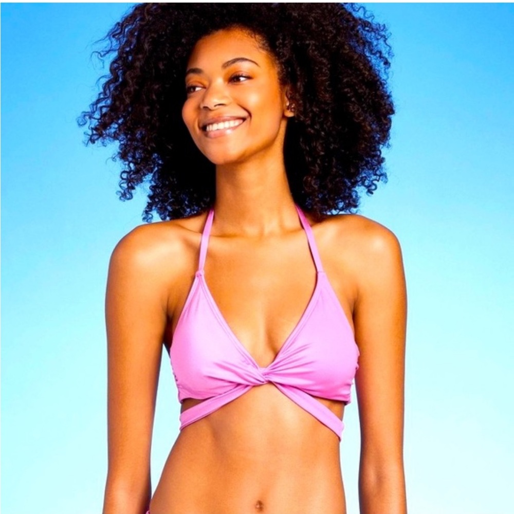 Shade Shore 36 D push-up swim bra Vibrant Pink Satin Bikini Top new